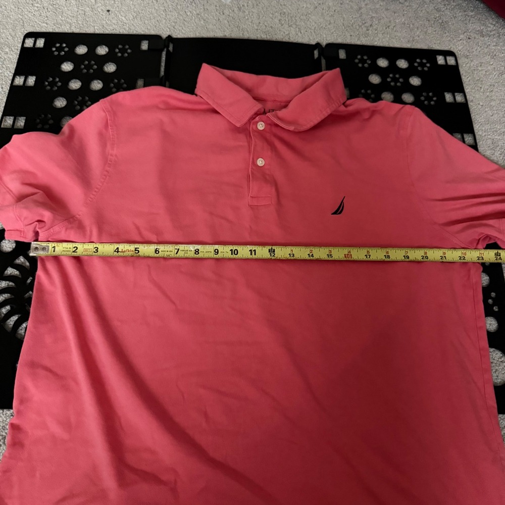 Nautica Mens XL Coral Pink Short Sleeve Cotton Polo Shirt J-Class Logo - Picture 7 of 8